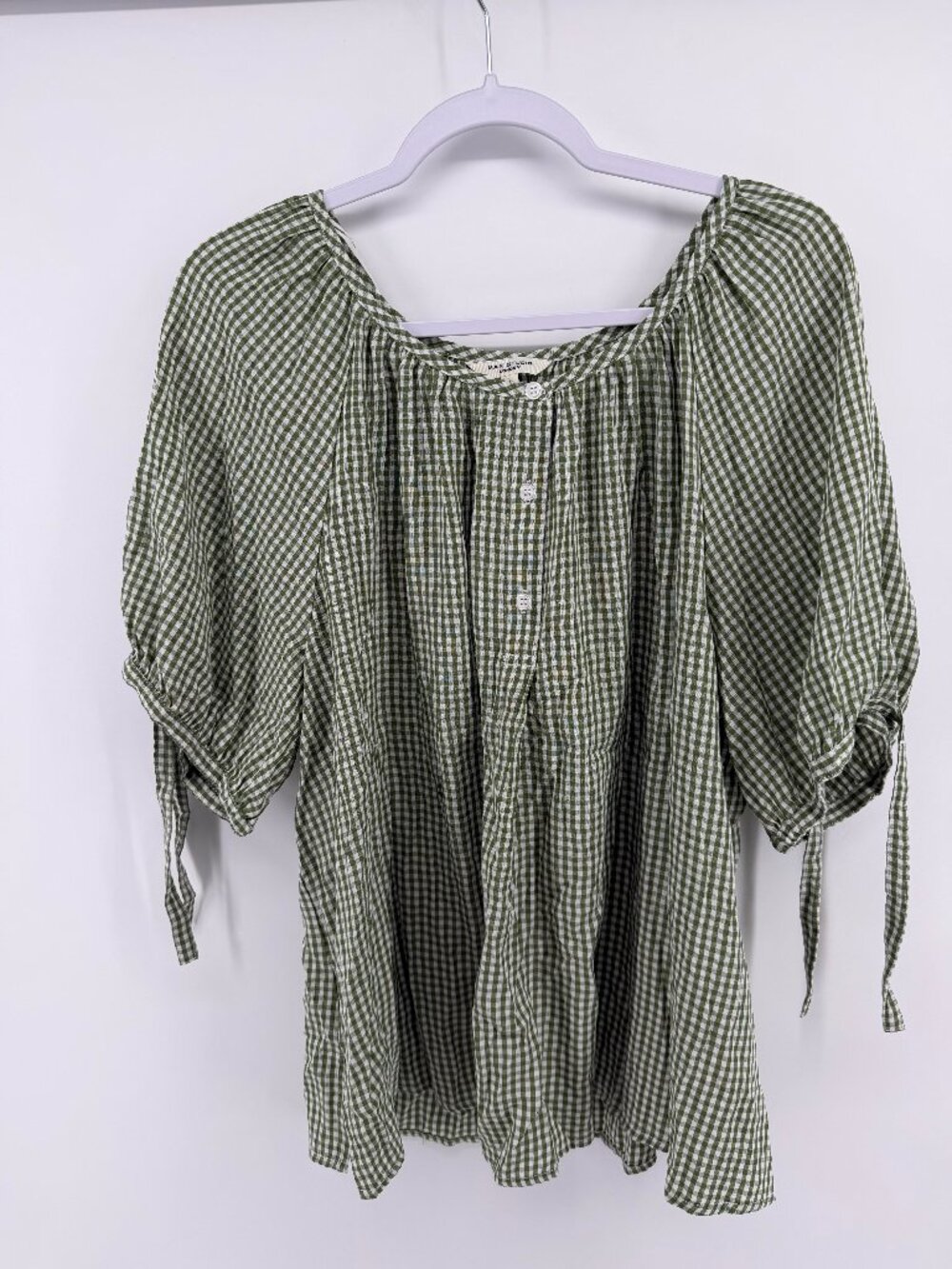 Women's 2x green checkered max studio short sleeve